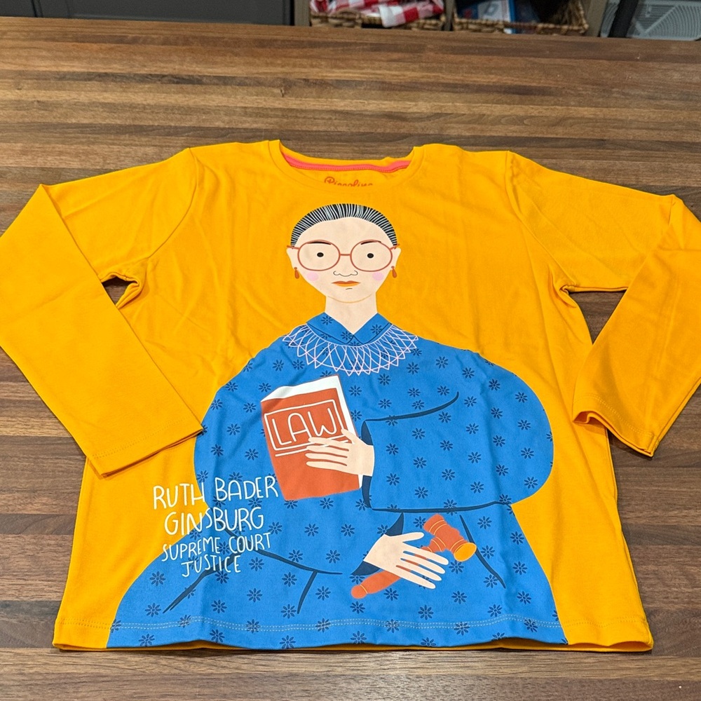 Ruth Bader Ginsburg Kids Long Sleeve Shirt - Orange and Blue
